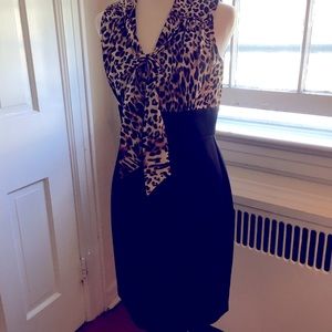 Black and Leopard Sheath Dress